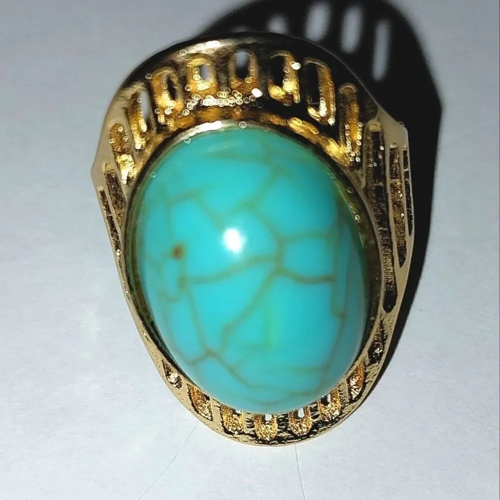 Hand crafted vintage bohemian turquoise ring unisex